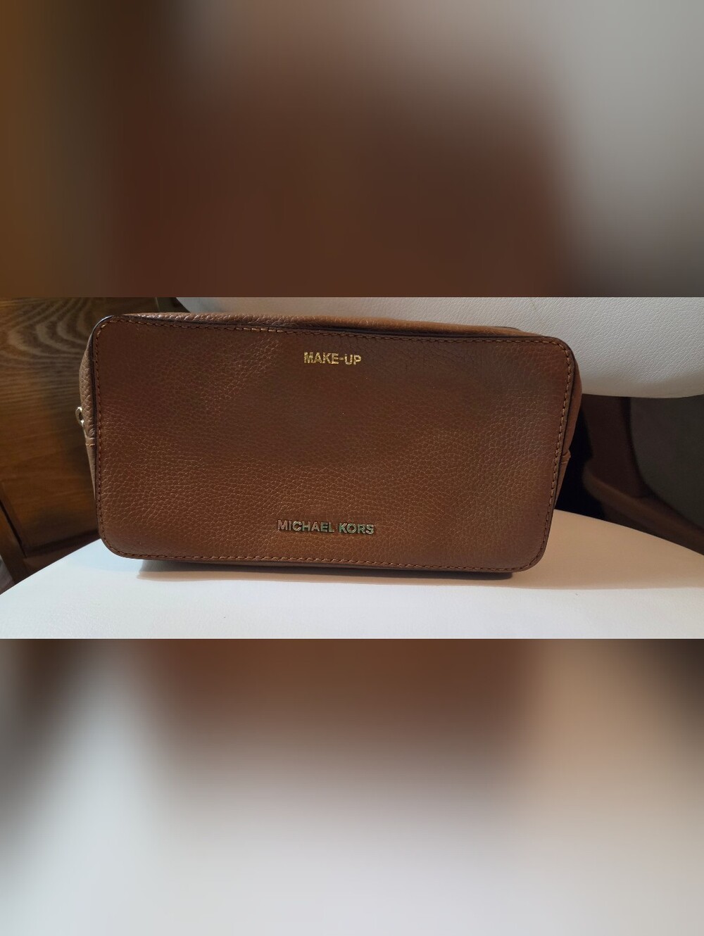 Michael Kors Brown Leather Makeup Bag